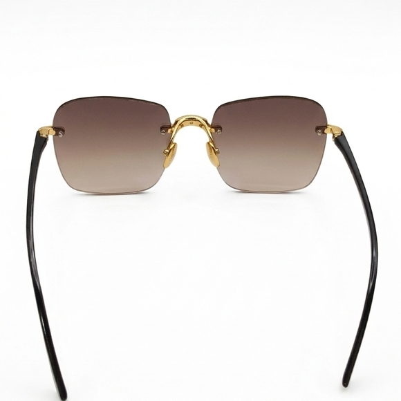 Diamond Cut Rimless Sunglasses | "Shattered" Edge Gold Tinted Shades - Picture 3 of 8